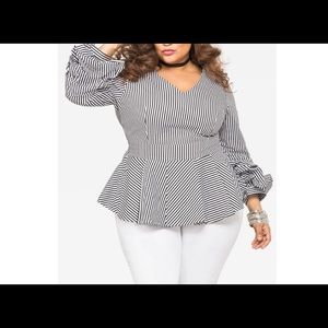 Stripe Peplum Blouse